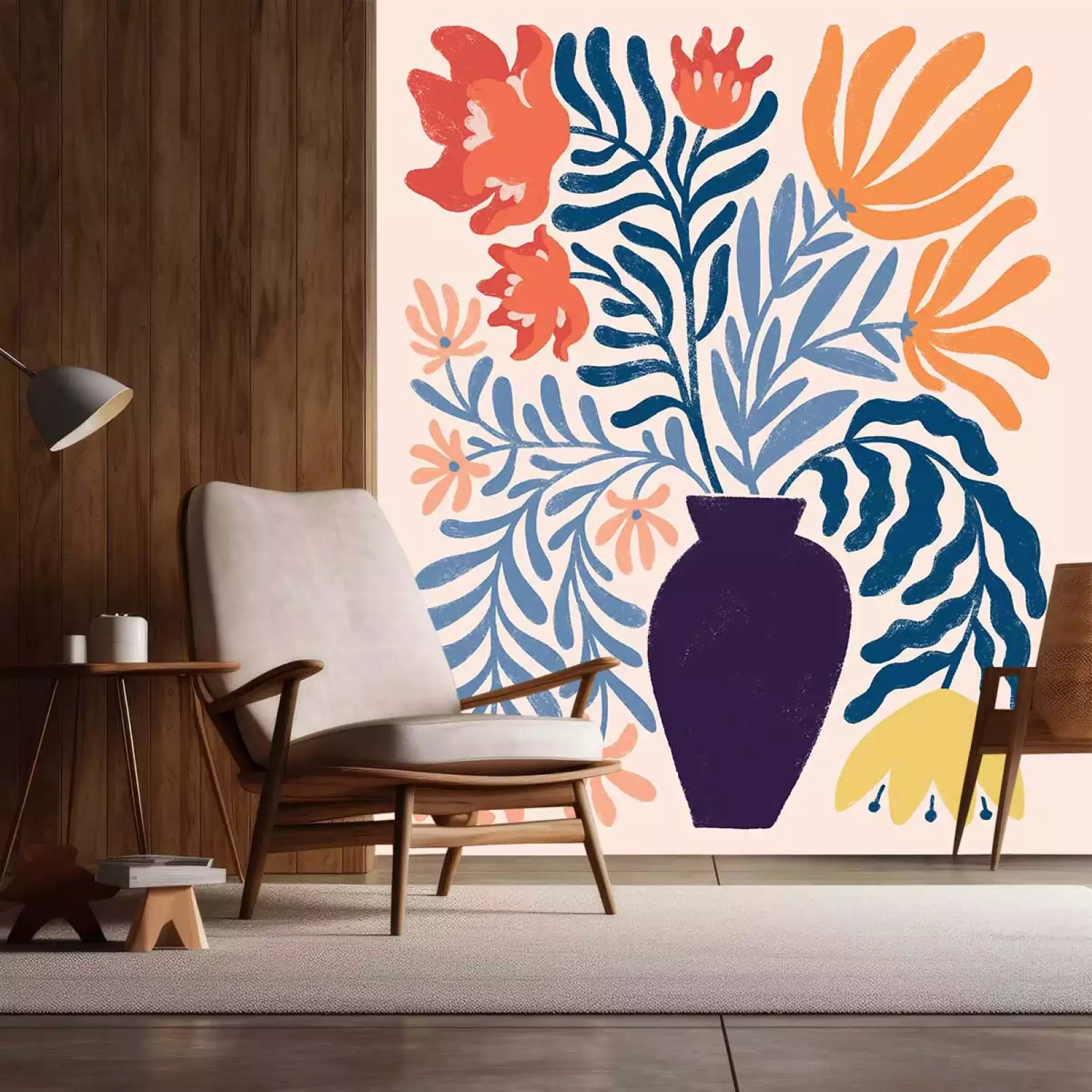 tapisserie-panoramique-feuilles-bouquet-de-fleurs-abstraites